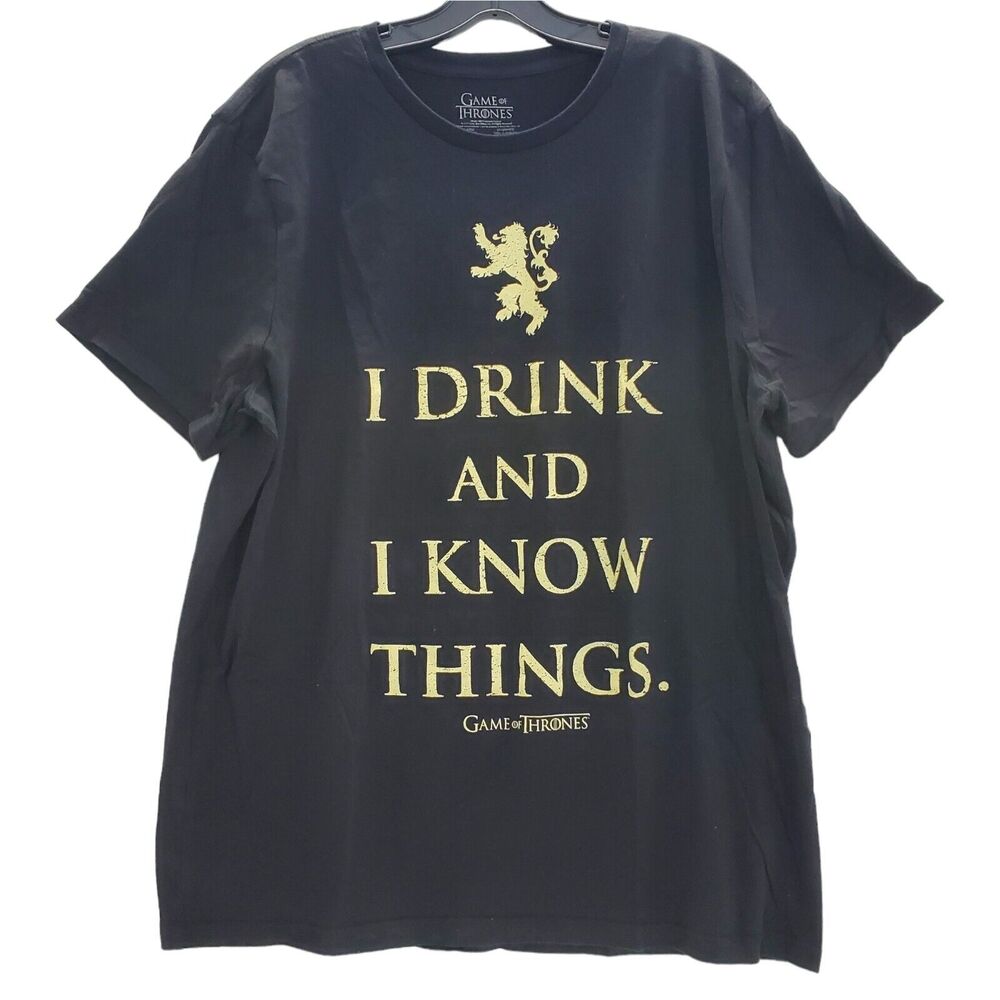 GAME OF THRONES Shirt Adult 2XL Black I DRINK AND I KNOW THINGS Spell Out
